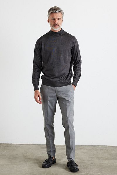 Livio Ferri Men's Plus Size Regular Cut Half Turtleneck Knitwear Sweater