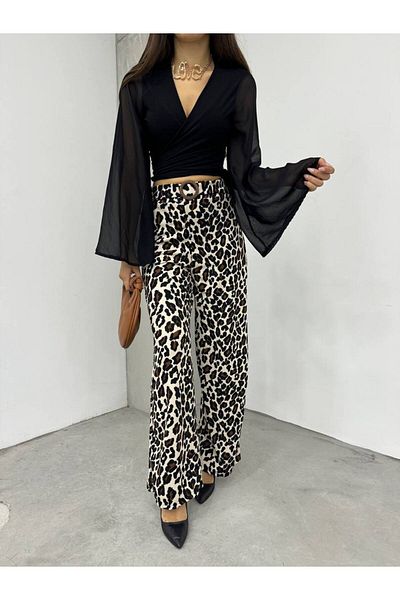 Cistern İstanbul Women's Leopard Print Belted Trousers