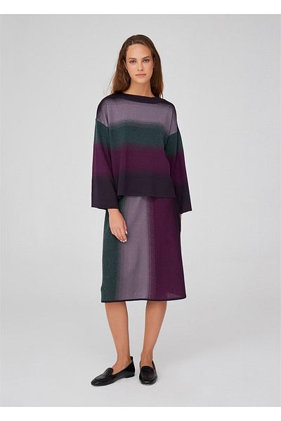 Peraluna Pulover de damă cu decolteu triplu cu tranziție de culoare - multicolor