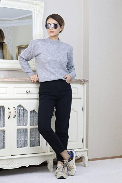 WODDİ بنطلون جينز نسائي أسود موتو موم