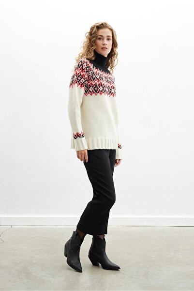 Peraluna Styleboom X Cotswold Fair Isle Pullover Turtleneck Diamond Pattern Sweater Women's Knitwear Sweater