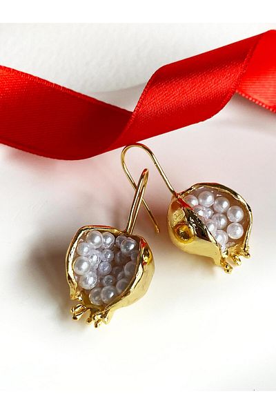 ı feel free more then ever that moment Special Design Fresh Water Pearl Pomegranate Abundance Earrings