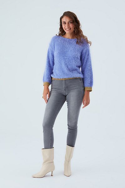Peraluna Liliac Glitter De Vılle Tricotaj pentru damă Pulover Pullover - Detaliat mâneci și tiv