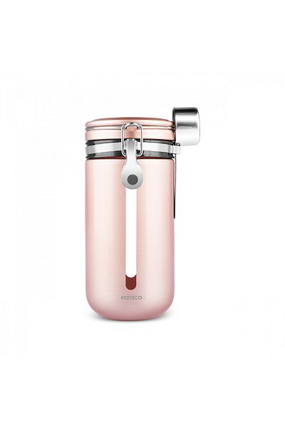 Karaca Mastermaid Coffee Storage Container with Lockable Lid and Spoon 1000 ml Rosegold