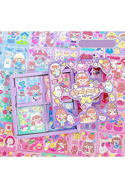 GUGUK Momojan Dressing Themed 100 Sheets 4 Compartments Sticker Set • Sticker • Bullet Journal (Ggk-Dax004)