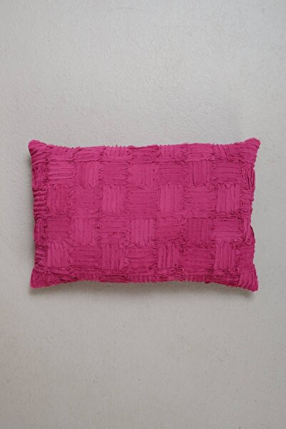 Peraluna Foam Pıllow Şifon Şerit Triko Yastık Kılıfı 60x40 Cm - Fuşya