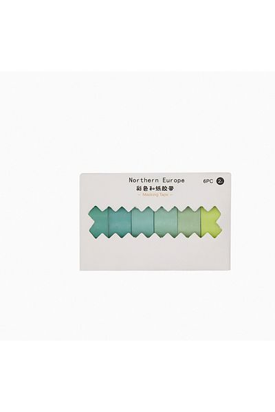 GUGUK Green Themed 6-Color Washi Tape • Sticky Note