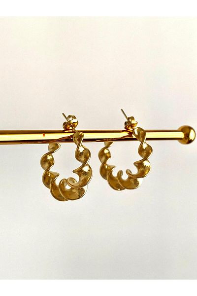 ı feel free more then ever that moment Twisted Steel Hoop Earrings