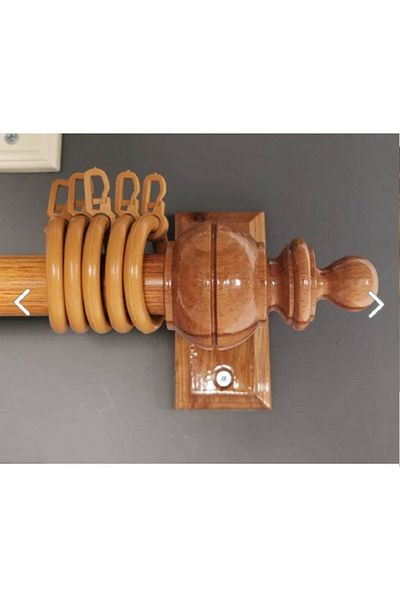 Happys Oak Single Rail Wooden Rustic Curtain Hanger and Aluminum Rustic Tube 100 cm
