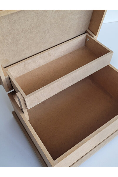 AN'GE Ahşap, Ham Mdf, Boyanabilir Dikiş Kutusu, Takı Kutusu, Makyaj Kutusu