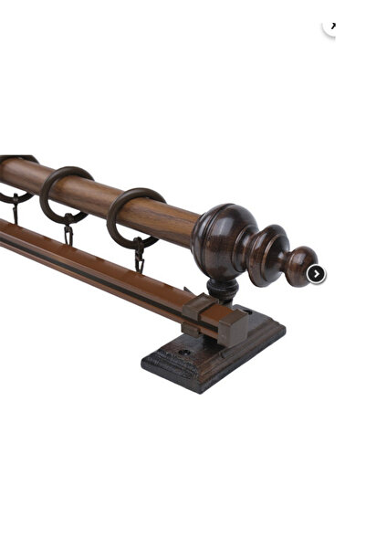 Happys Walnut Single Track Wooden Rustic Curtain Hanger and Aluminum Rustic Tube 300 cm