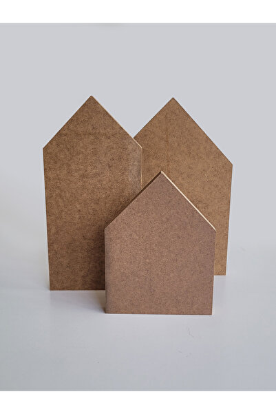 AN'GE 3'lü boyanabilir ahşap ev biblo