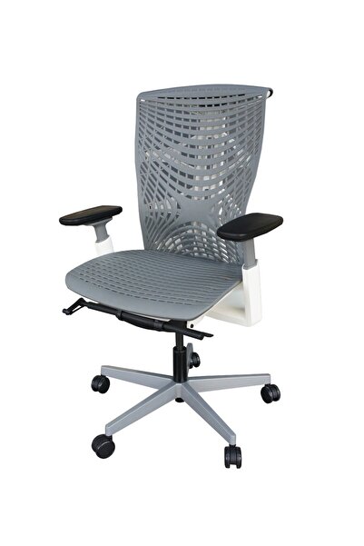 Mahmayi كرسي مكتب شبكي مريح 1222P مع دعم قطني قابل للتعديل ومسند للقدمين - رمادي
