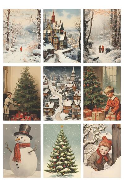 Anime Marketi سلسلة بطاقات صور بريدية مكونة من 9 قطع بطابع الحنين للعام الجديد، موديل 4