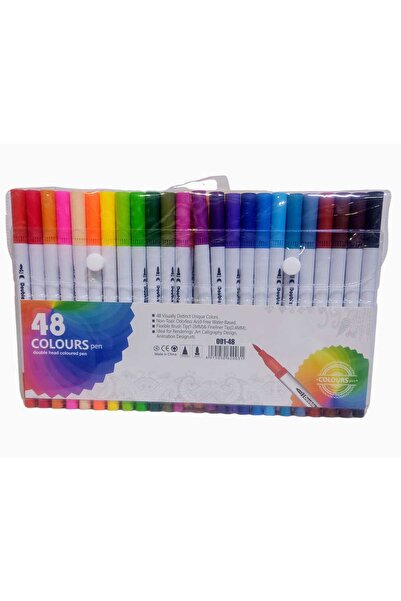 izmir yazici servis Fırça Uçlu Dual Çift Taraflı Keçeli Kalem Seti 48li..fırç...