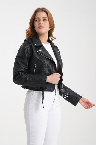 İLKCET MODA Тънко дамско яке със змийска кожа