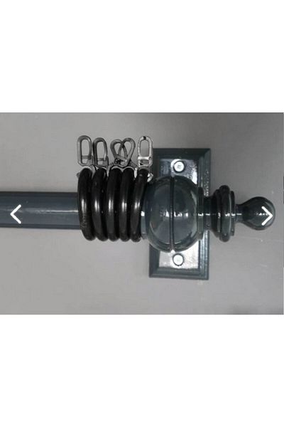 Happys Umeraș pentru perdea rustică din lemn cu o singură șină antracit și țeavă rustică din aluminiu 225 cm
