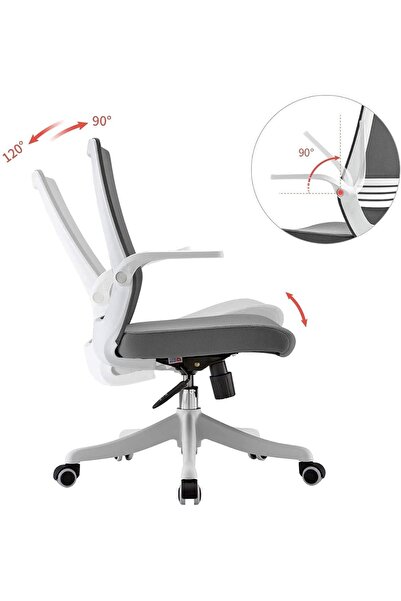 Mahmayi SIHOO Ergonomic Office Chair, Mesh Back, Lumbar Support, 90° Flip-up Armrests, Grey
