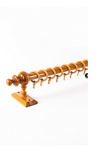 Happys Meşe Raysız Ahşap Rustik Perde Askısı ve Alüminyum Rustik Borusu 100 Cm