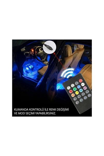 Unichrome 4 قطع من مصابيح LED للجو داخل السيارة يتم التحكم فيها عن بعد، 36 مصباح LED