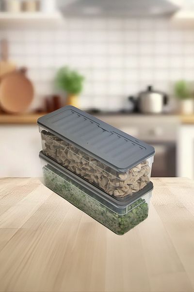 Nesto Home Set of 2 - 2470 ml Deep Refrigerator, Organizer Freezer and Microwave Storage Container