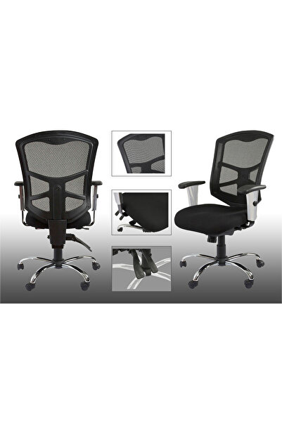 Mahmayi Ergonomic Mesh Office Chair - Medium Back, Adjustable Armrest, Breathable Black Design
