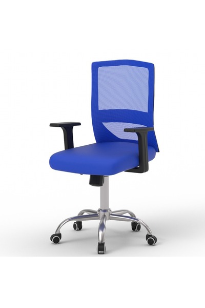 Mahmayi Blue Mesh Office Chair - Ergonomic, Adjustable, Lumbar Support, Swivel, Extra Comfort