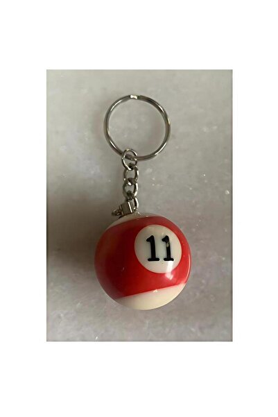 abnturk 11 no Orjinal Büyük Boy Bilardo Topu Anahtarlık Ø 4 cm Çapında Kırmız...