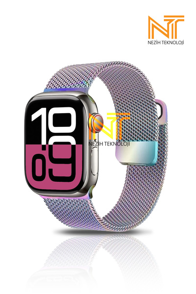 Nezih Case Apple Watch Seri 10 42mm / Seri 11 42mm Uyumlu Paslanmaz Hasır Örg...