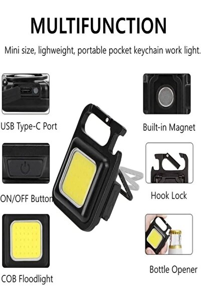 Genel Markalar Nanopro Metal Kasa Led, Anahtarlık El Feneri, Mıknatıslı, Kamp...