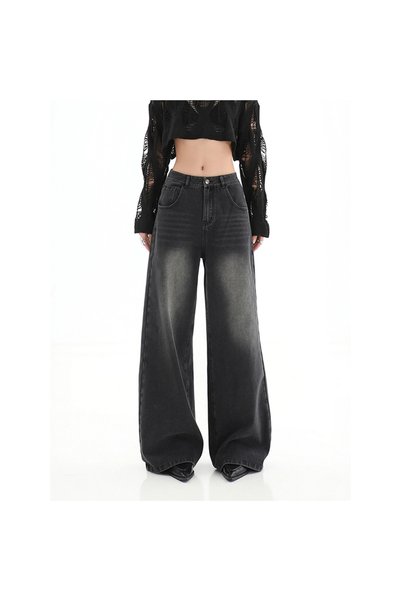 EDVESS Y2K Black Washed Baggy Jean Ball Trousers