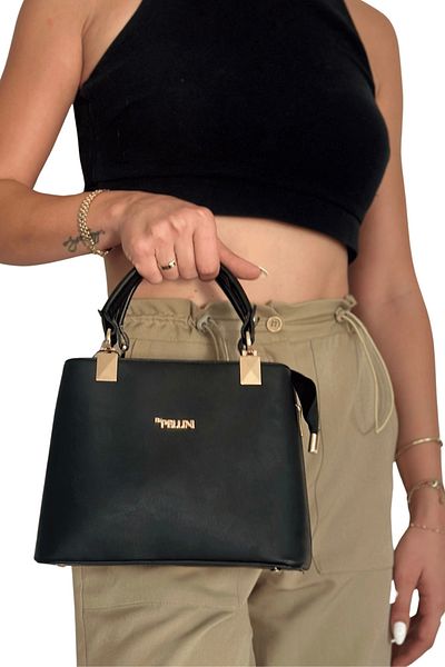 By Pellini Black Faux Leather Women's Mini Hand and Shoulder Bag