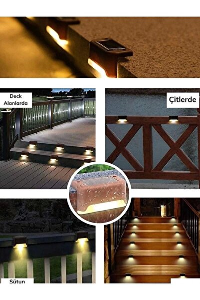 Unichrome Solar Güneş Enerjili Köşebent Merdiven Veranda Bahçe Led Lamba Tekli Dekor Bahçe Aydınlatma 1 Adet