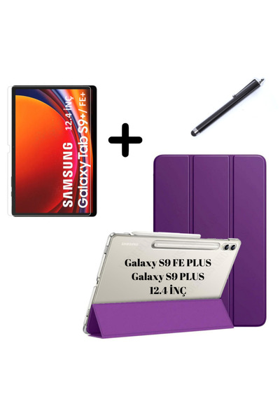 UnDePlus Samsung Galaxy Tab S9 Fe Plus/s10 Plus/s9 Plus Kılıf Set Pu Deri Sma...