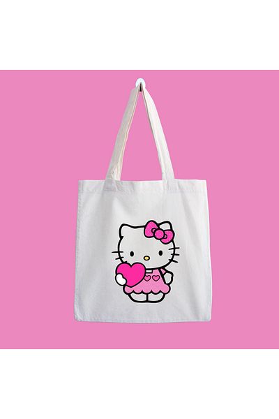 designedfy Hello Kitty Heart Waterproof Printed Cloth Bag, Beach Bag