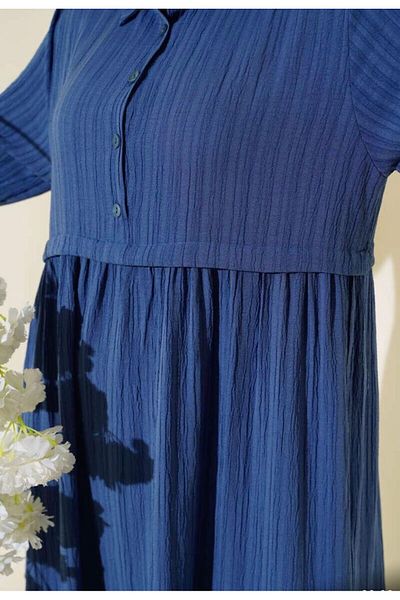 YILMAZBARMAZ rochie de dama cu guler camasa din stofa vascoza