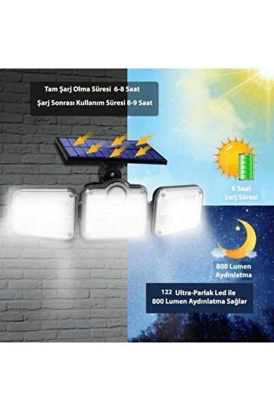 kendinalyap Güneş Panelli Kumandalı Solar 3 Modlu Güneş Enerjili Bahçe Karavan Aydınlatma Sokak Lambası