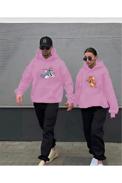 NZN COLLECTION Unisex Lover Couple Combination - Σετ φόρμας με κουκούλα με στάμπα Tom and Jerry