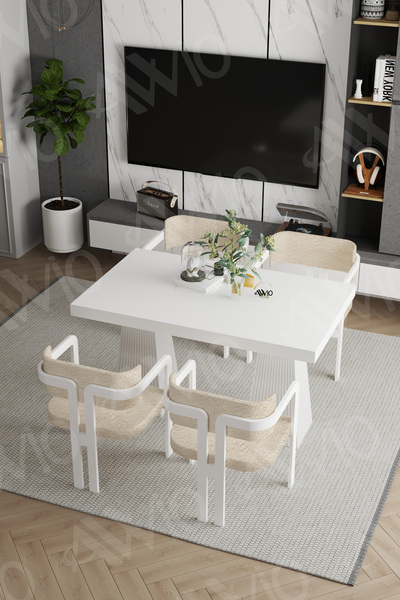 AVVİO Lato Lake Mdf Ayak Tokyo Demonte Sandalye 80x120 Yemek Masası Mutfak Ma...