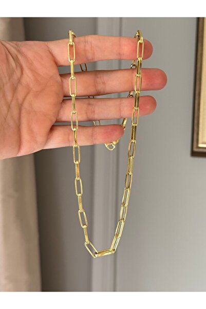 emy by emel luxury silver jewelry Altın Kaplama Kalın Ataç Zincir Kolye 925 Ayar Gümüş