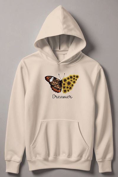 MYADA Leopard Butterfly Flower Printed Hooded Children's Sweatshirt 12434
