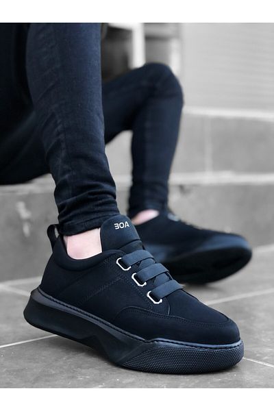BOA Men's High-Sole Black Sneakers - BA0160 Banded