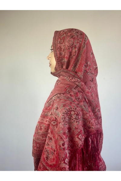 Çeşme Home Red Cashmere Silk Mix Original Pashmina Shawl Scarf