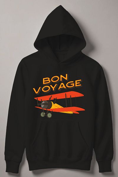MYADA Детски суитшърт с качулка Bon Voyage Classic Airplane Print 17673