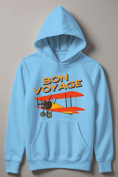 MYADA Детски суитшърт с качулка Bon Voyage Classic Airplane Print 17673