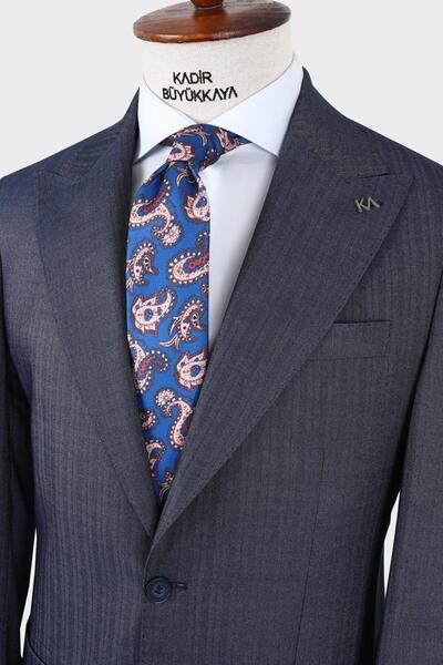 Kadir Büyükkaya Kırlangıç Yaka Pileli Erkek Takım Elbise-KAX1303S
