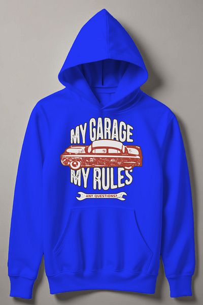 MYADA Детски суитшърт с качулка и щампа My Garage My Rules 17669