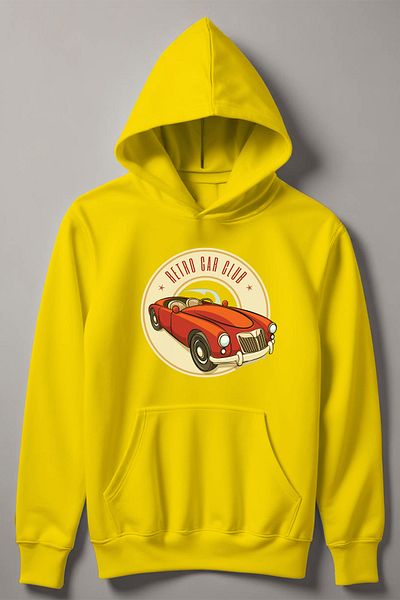 MYADA Hanorac pentru copii cu glugă cu imprimeu Retro Car Club 12566