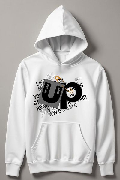 MYADA Hanorac pentru copii cu glugă cu imprimeu Never Give Up 13293