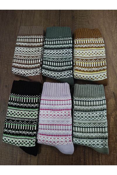 Leement socks Дамски 6 чифта термо шарени зимни екстра дебели меки текстурирани хавлиени чорапи